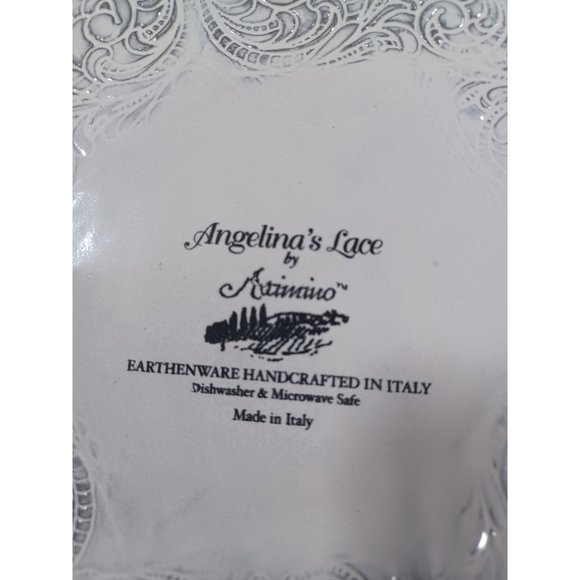 4 Angelina's Lace 9" Plates  Artimino Pottery Earthenware Luncheon Salad Dessert - Picture 10 of 10